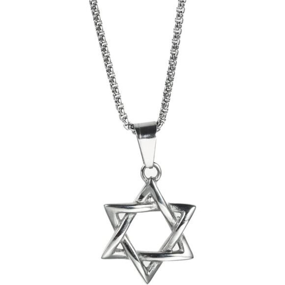 jonline24h Stainless Steel Necklace Star of David Chain - Picture 2 of 6